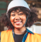 A woman wearing a hard hat